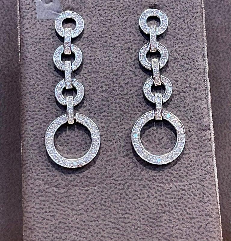 Hot Fashionable  Long  Dangling Four Circle Sterling Silver Earrings In New Condition For Sale In New York, NY