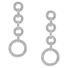 Hot Fashionable  Long  Dangling Four Circle Sterling Silver Earrings