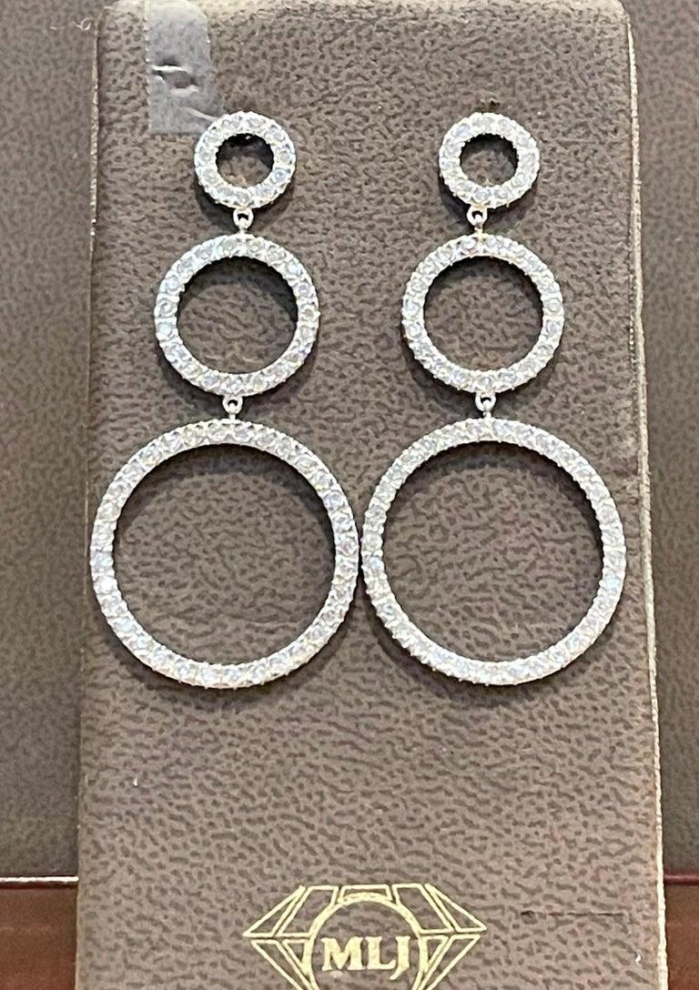 Women's Hot Fashionable  Long  Dangling Three Circle Sterling Silver Earrings For Sale