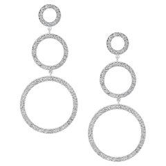Hot Fashionable  Long  Dangling Three Circle Sterling Silver Earrings