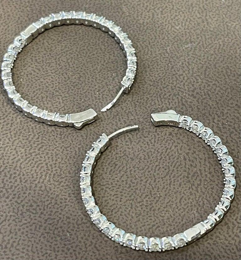 Hot Fashionable Medium Inside Out Hoops in Sterling Silver and Cubic Zirconia For Sale 6