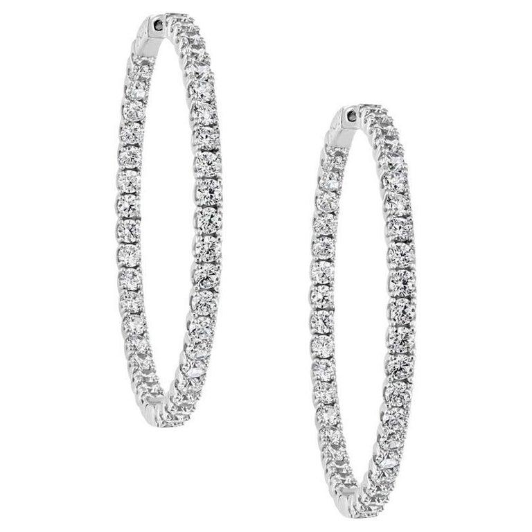 Hot Fashionable Medium Inside Out Hoops in Sterling Silver and Cubic Zirconia For Sale 7