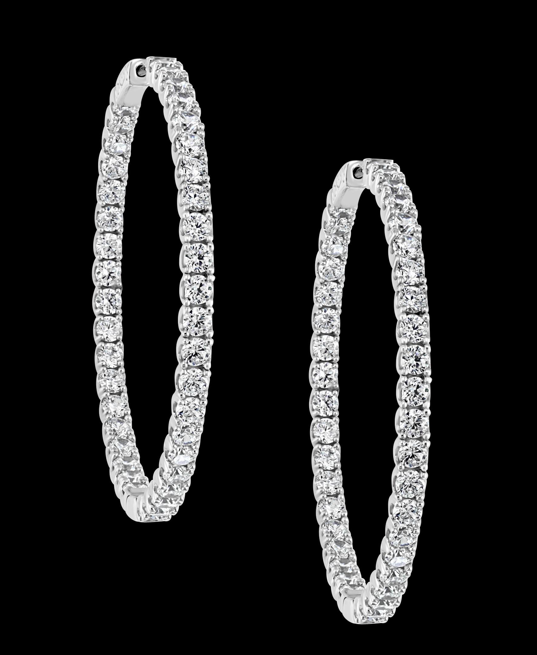 Round Cut Hot Fashionable Medium Inside Out Hoops in Sterling Silver and Cubic Zirconia For Sale