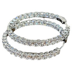 Hot Fashionable Medium Inside Out Hoops in Sterling Silver and Cubic Zirconia