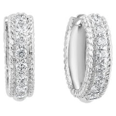 Hot Fashionable Small  0.8  Inch  Sterling Silver & Cubic Zirconia Hoop Earrings