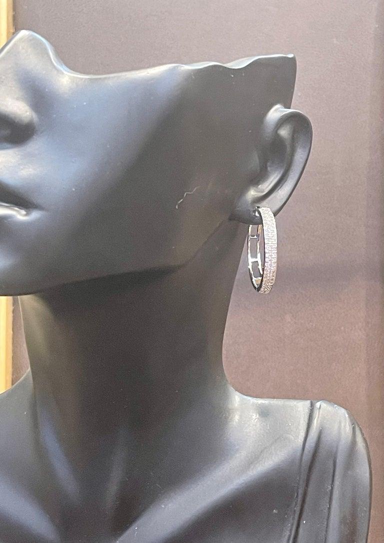 Women's Hot Fashionable Small  1.0 Inch  Sterling Silver & Cubic Zirconia Hoop Earrings