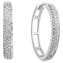 Hot Fashionable Small  1.0 Inch  Sterling Silver & Cubic Zirconia Hoop Earrings