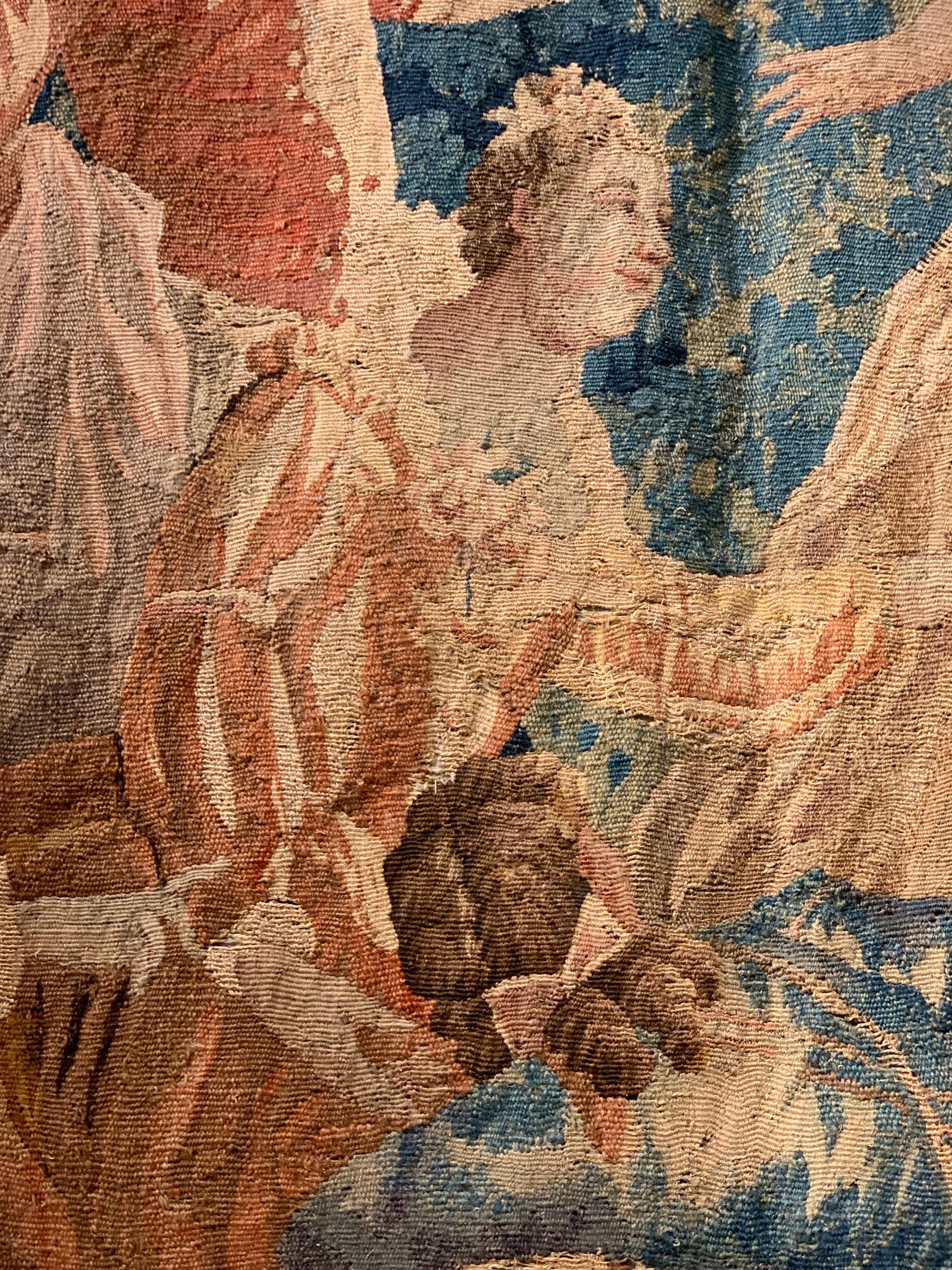 Arras aus Wolle und Seide nach einem Modell von Jean-Baptiste Oudry, das sechs adlige Figuren beim 