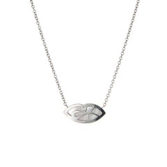 Hot Lips Necklace Diamond Mother of Pearl Estate 18 Karat White Gold Chain