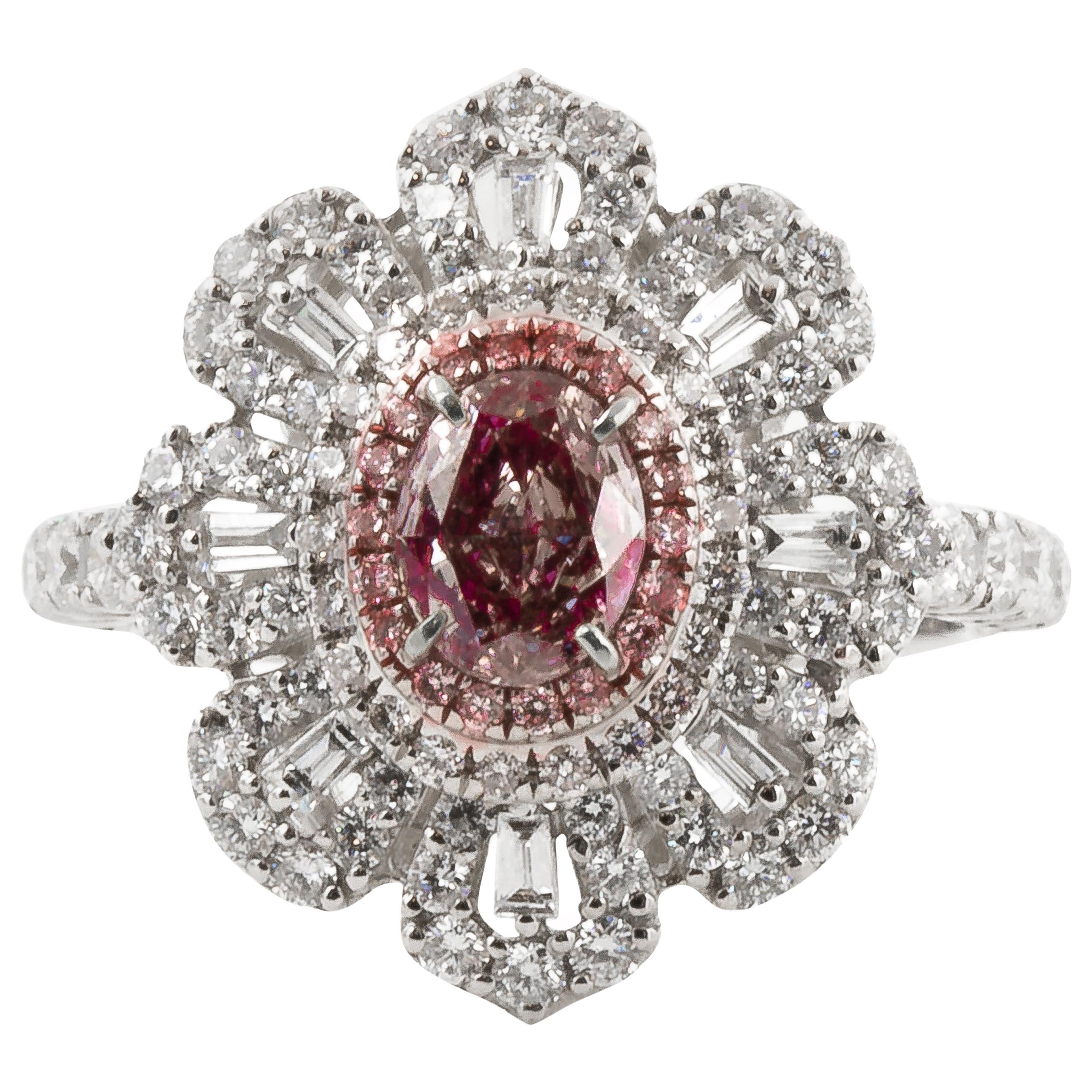 GIA Certified Natural .67 Carat Fancy Pinkish Brown Diamond Ring
