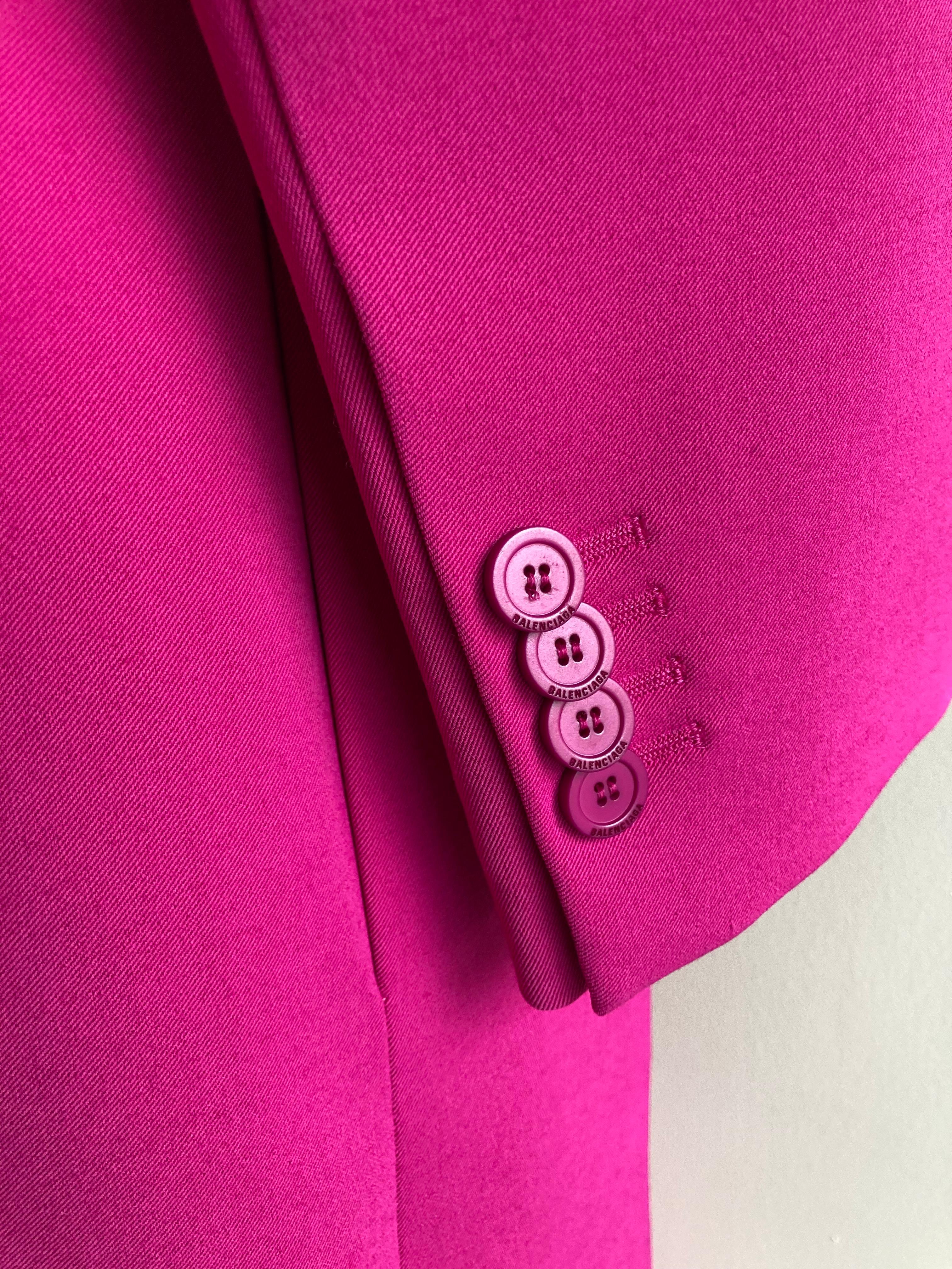Hot Pink Balenciaga Hourglass Coat 7