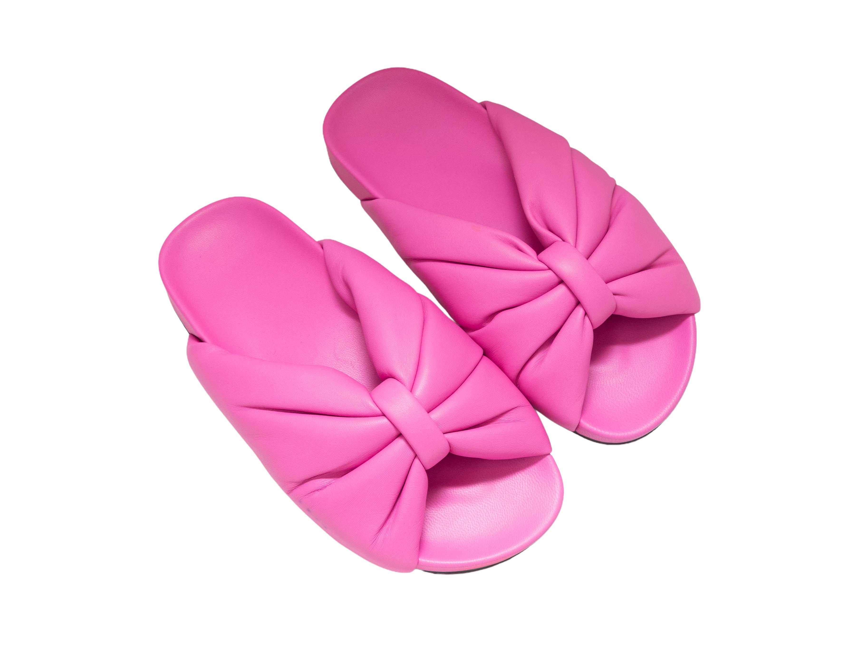 Balenciaga Pink Sandalsバレンシア Hot Pink Balenciaga Leather Slide Sandals Size 36 For Sale at 1stDibs