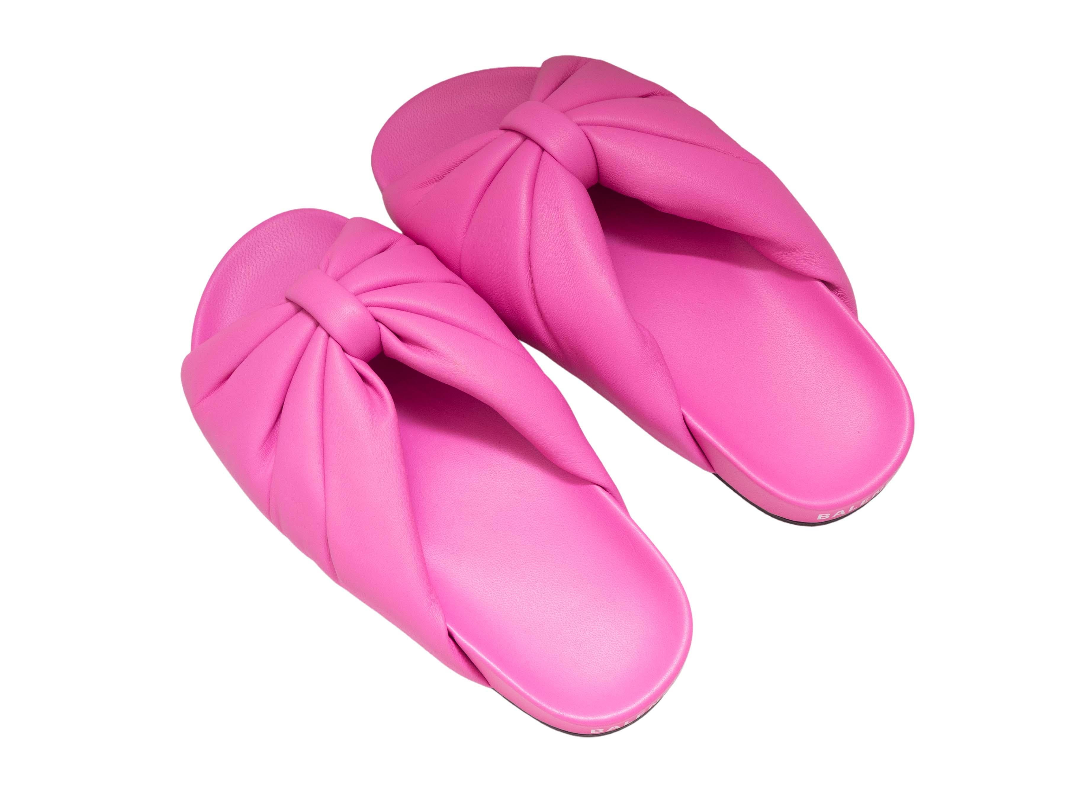 Hot Pink Balenciaga Leather Slide Sandals Size 36 For Sale at 1stDibs
