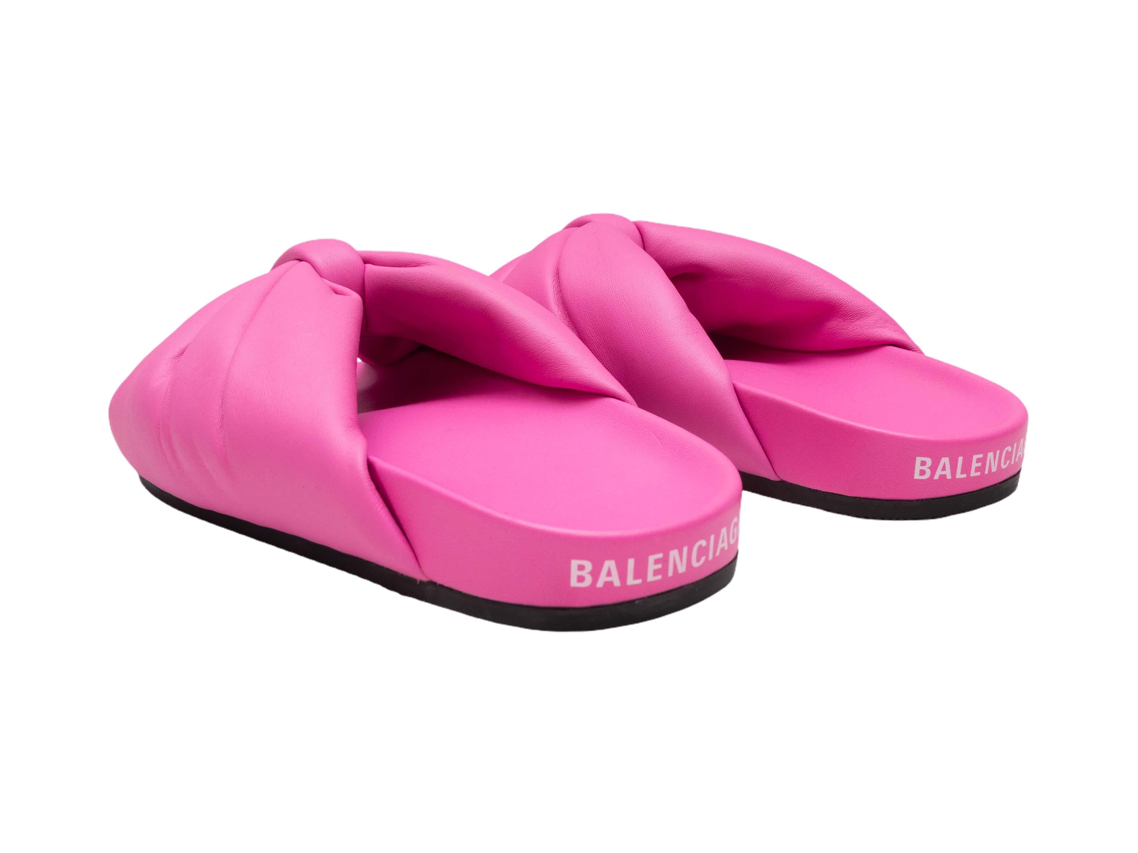 Hot Pink Balenciaga Leather Slide Sandals Size 36 For Sale at 1stDibs