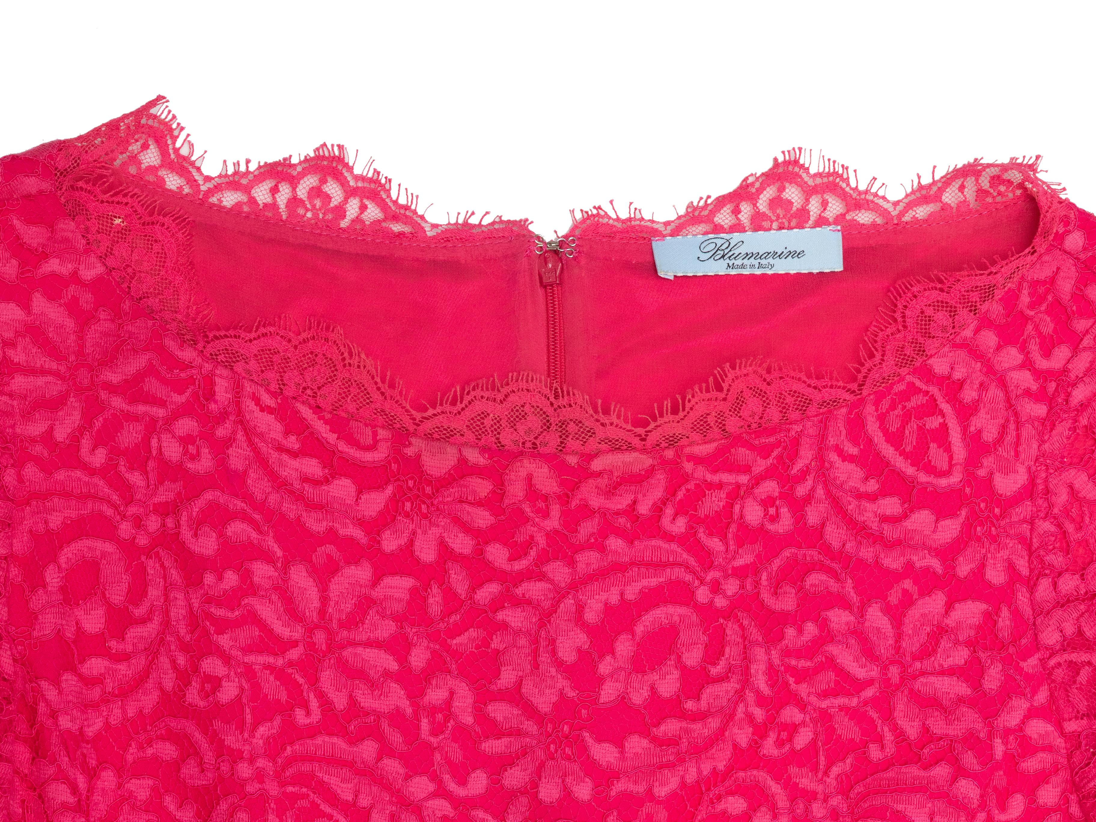 Women's Hot Pink Blumarine Lace Long Sleeve Dress Size IT 44 For Sale