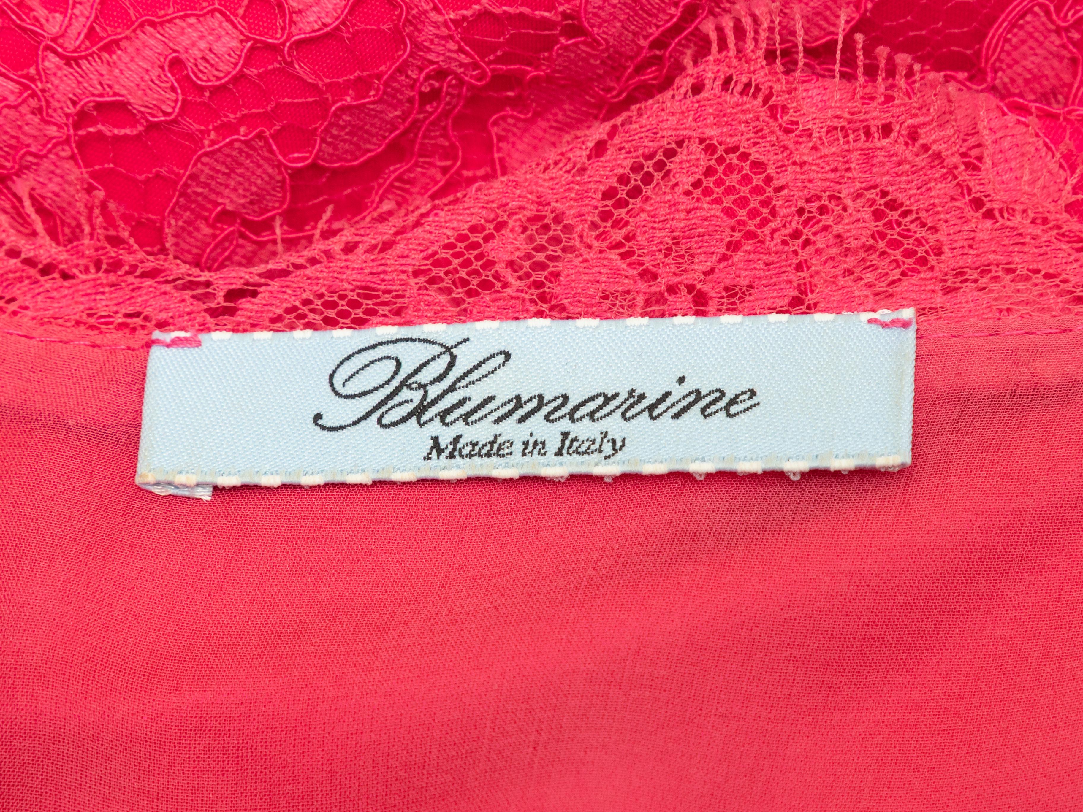 Hot Pink Blumarine Lace Long Sleeve Dress Size IT 44 For Sale 1