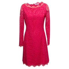 Hot Pink Blumarine Lace Long Sleeve Dress Size IT 44