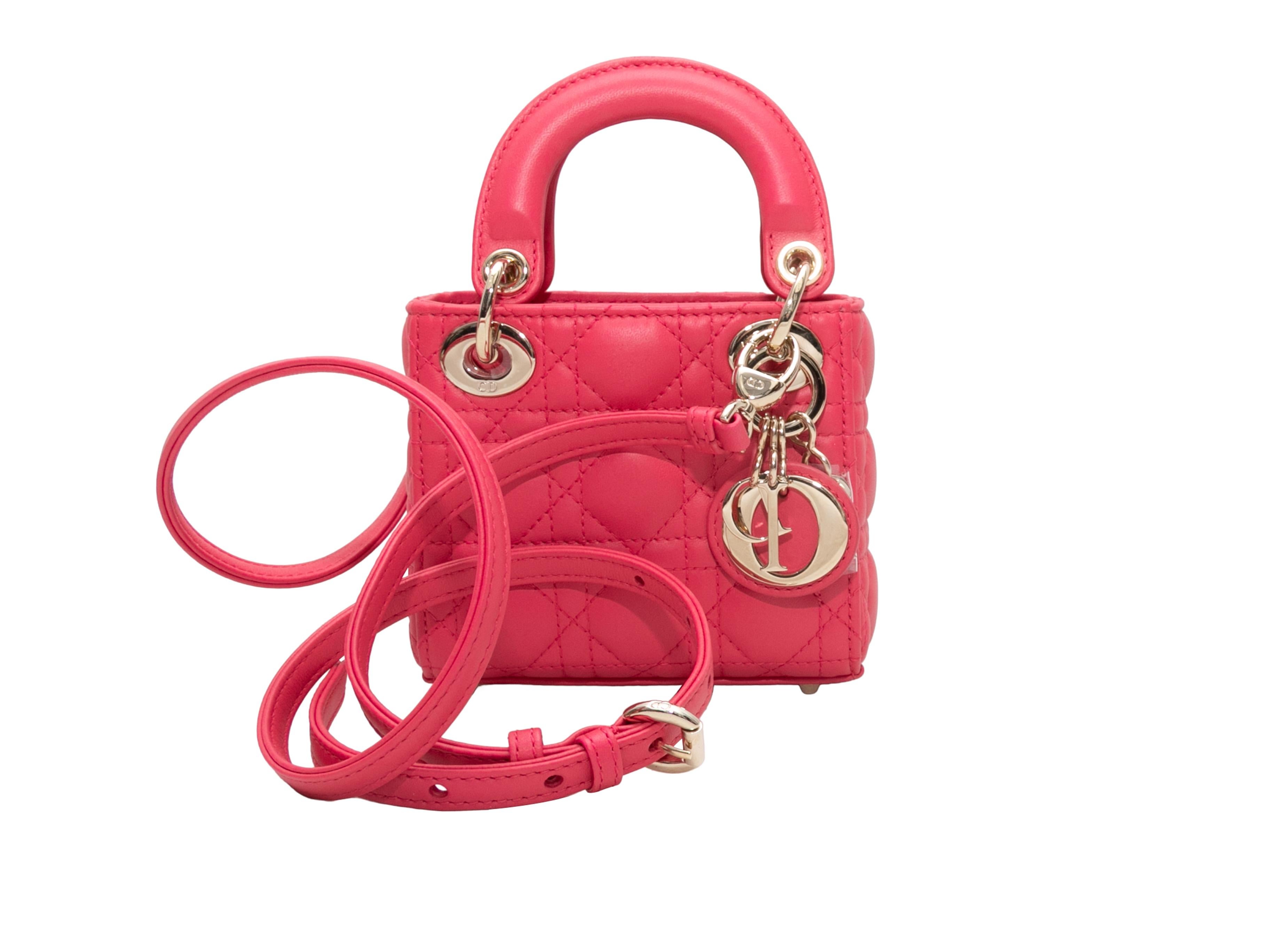 Hot Pink Christian Dior Mini Lady Dior Bag In Excellent Condition For Sale In New York, NY