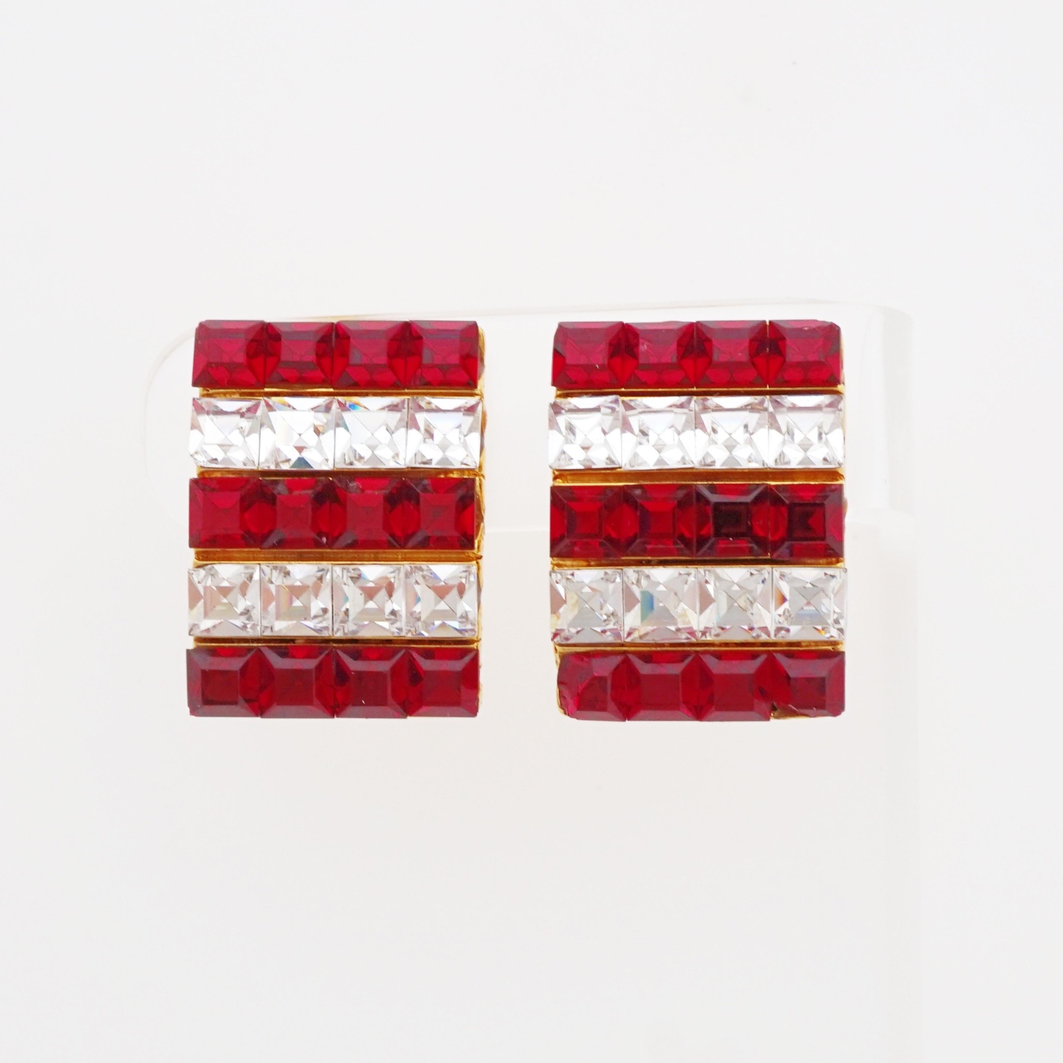 red and pink statement earrings