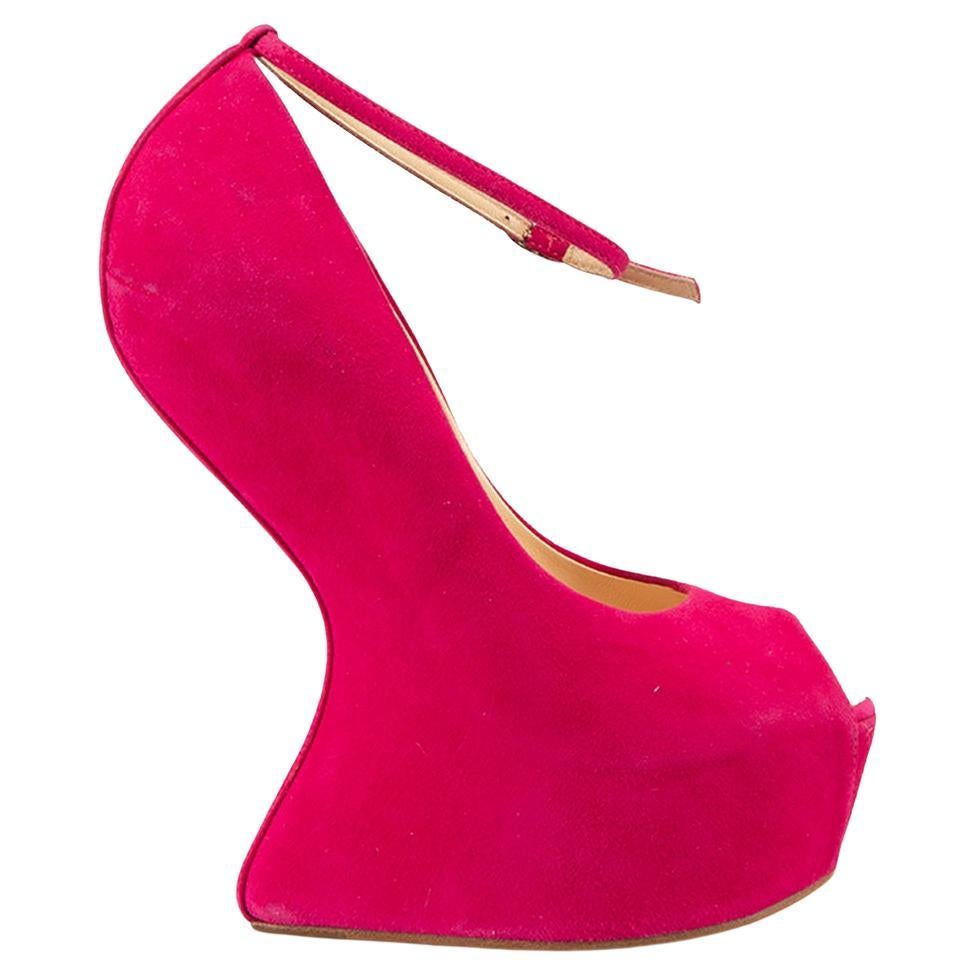 Hot Pink Curve Jem Suede 130mm Half Wedge Size IT 38
