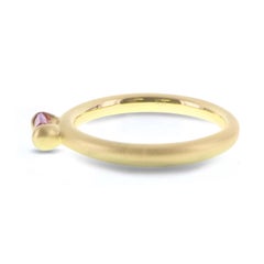 Hot Pink Emerald Cut Natural Sapphire 18K Italian Finish Gold Solitaire Ring