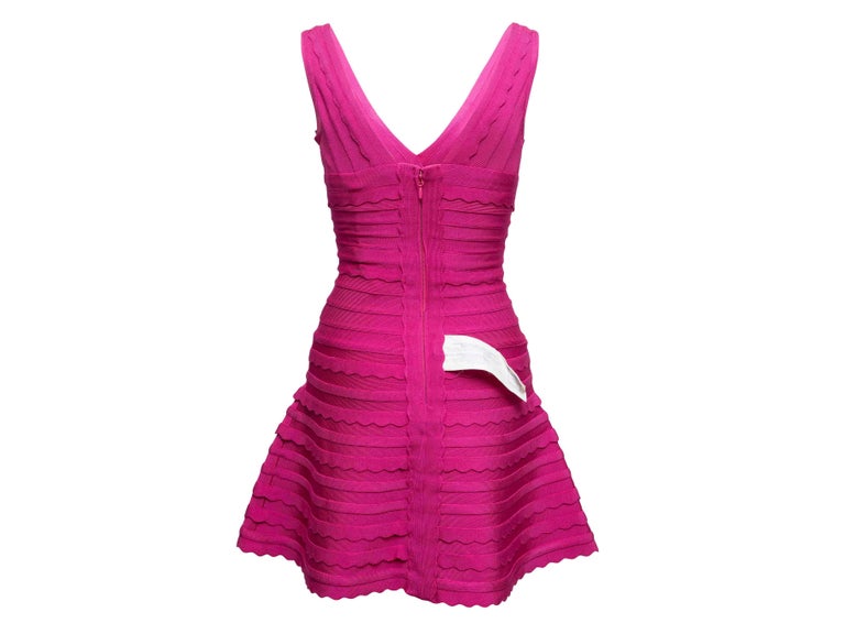 hot pink herve leger dress Herve Leger Hot Pink Gown | Pink Wedding Guest Dress, Pink Bridesmaid Dress,  Sexy Formal Dress by Herve Leger