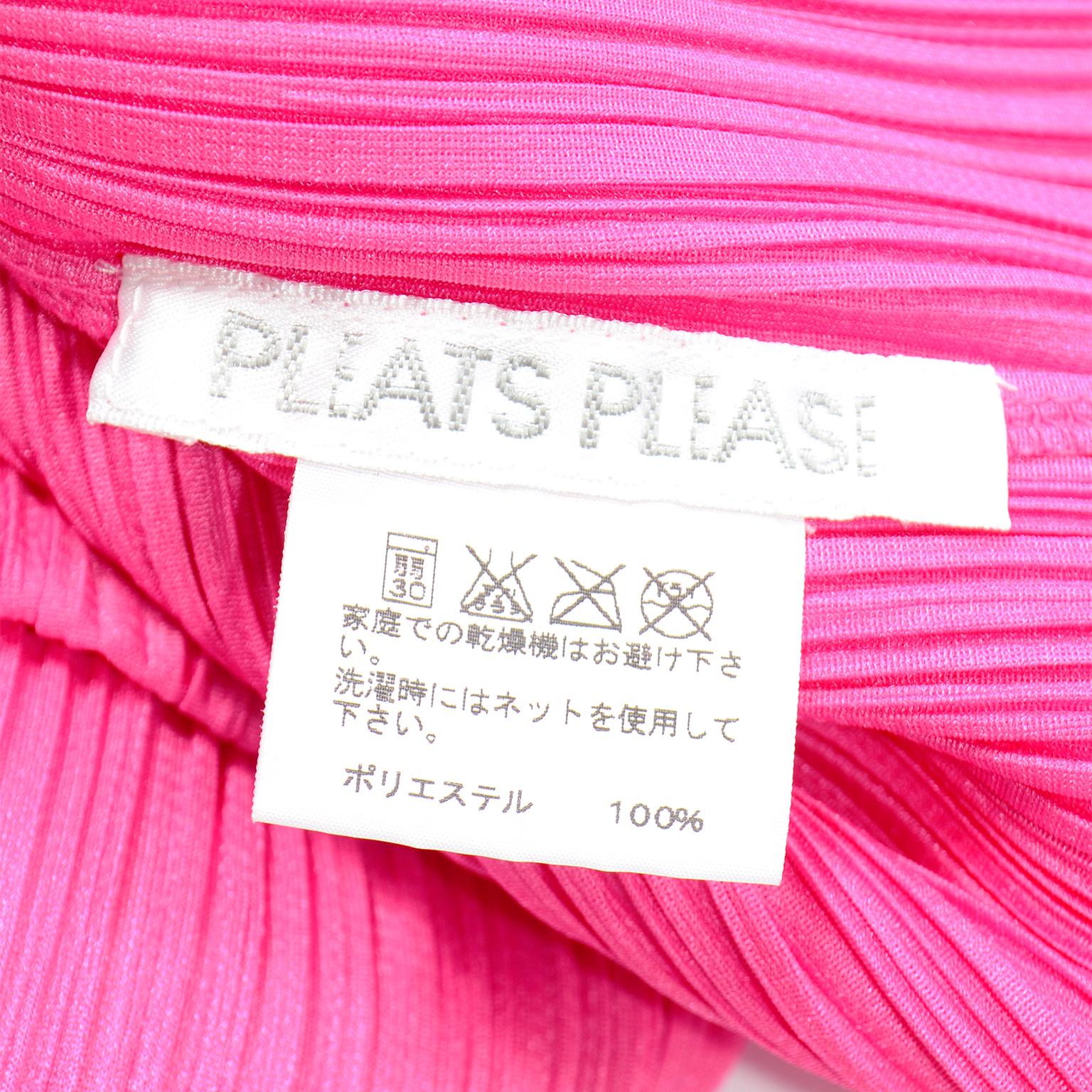 Women's Hot Pink Issey Miyake Pleats Please Short Sleeve Pleated Top For Sale