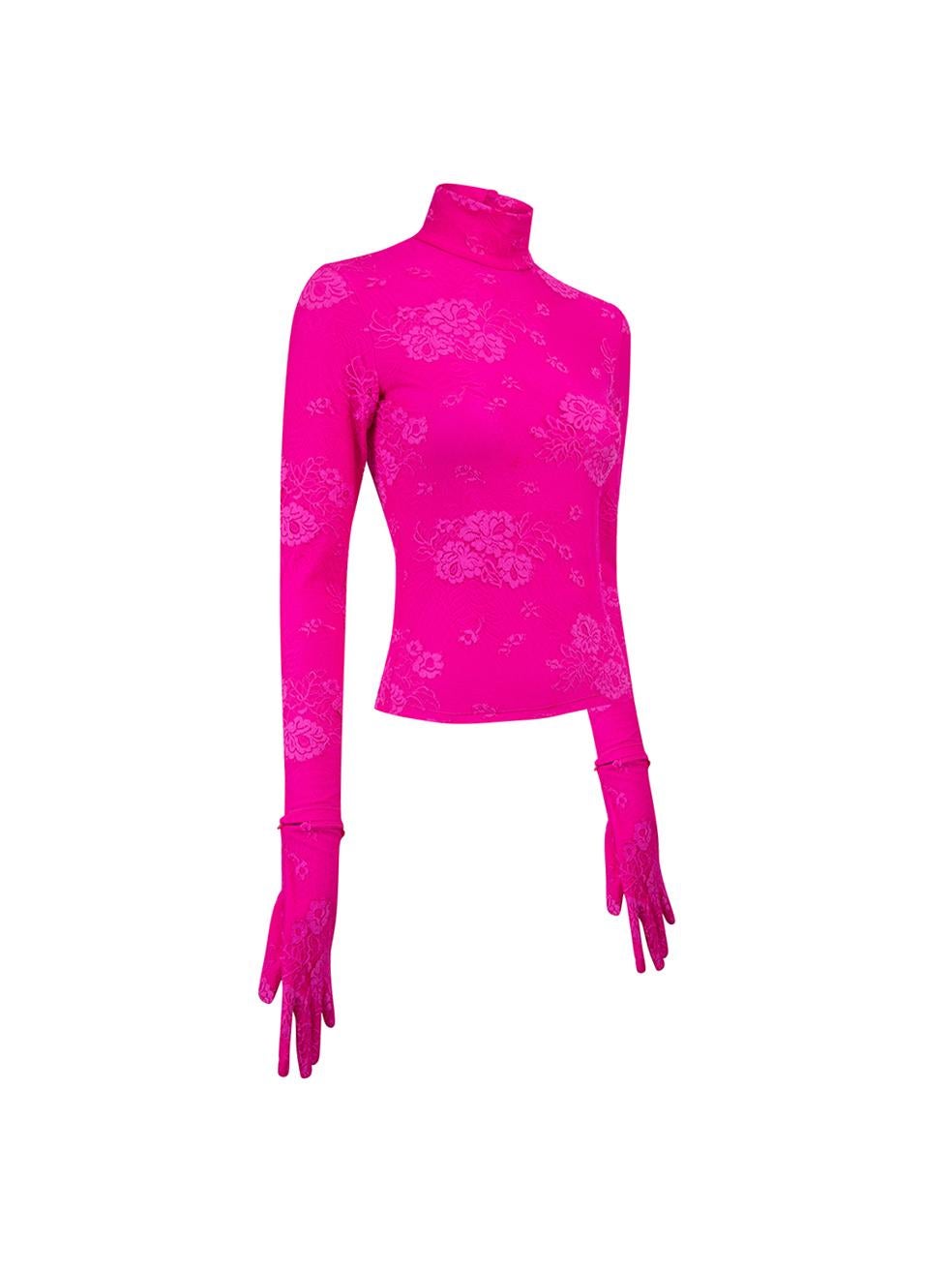 CONDITION is Very good. Minimal wear to top is evident. Minimal loose threads along button fastenings and small discoloured mark to the front of this used Balenciaga designer resale item.



Details


Hot pink

Lace

Long sleeves top

Floral
