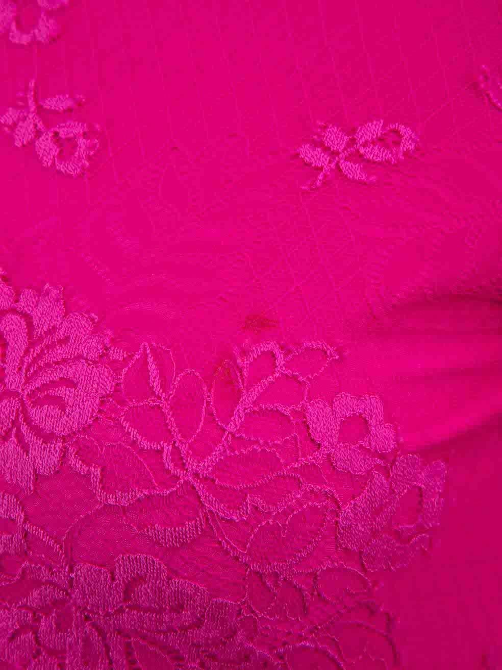 Balenciaga Hot Pink Lace Removable Gloves Mock Neck Top Size S In Good Condition For Sale In London, GB