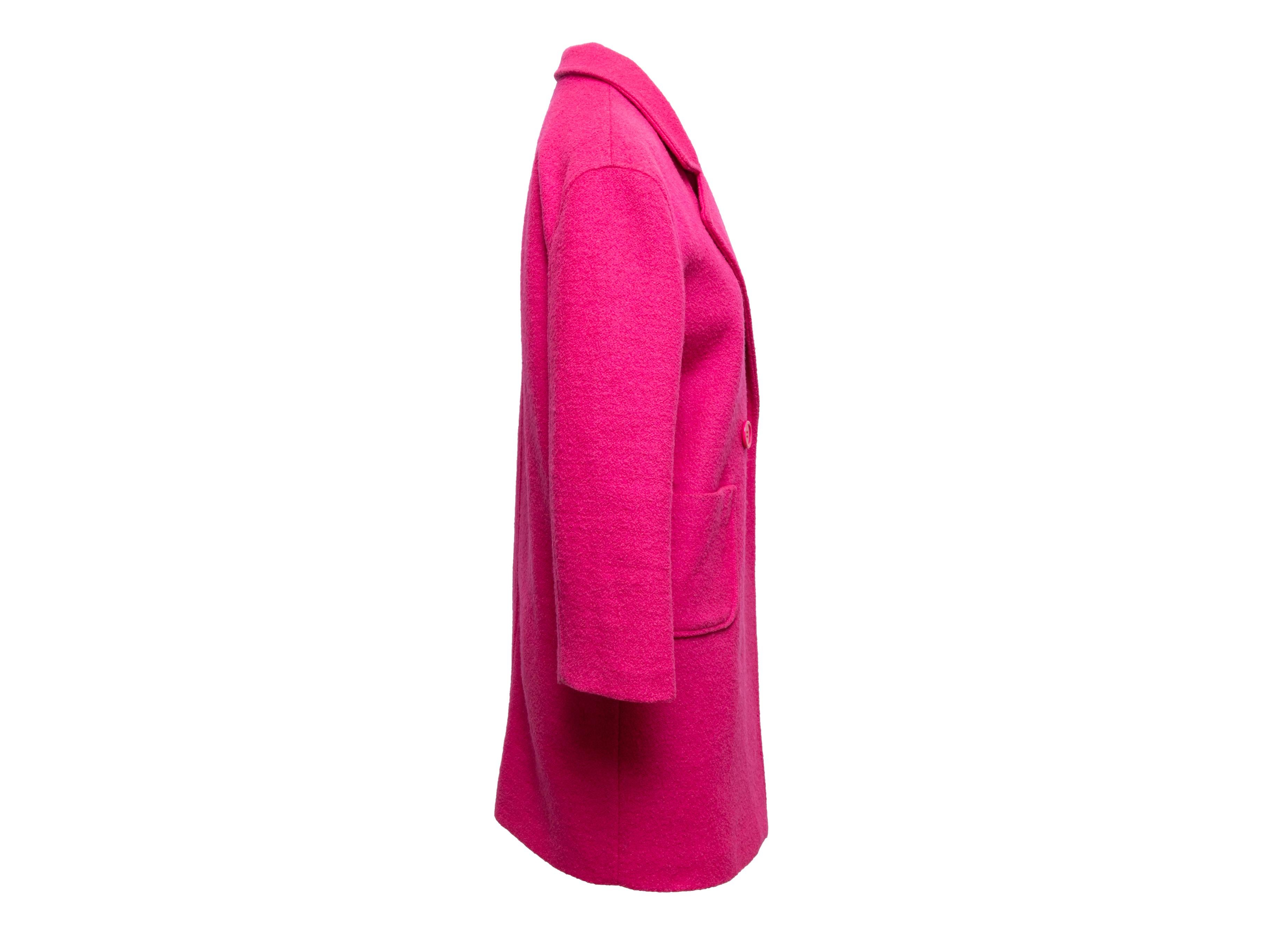 Women's Hot Pink Miu Miu Double-Breasted Wool Coat Size US S