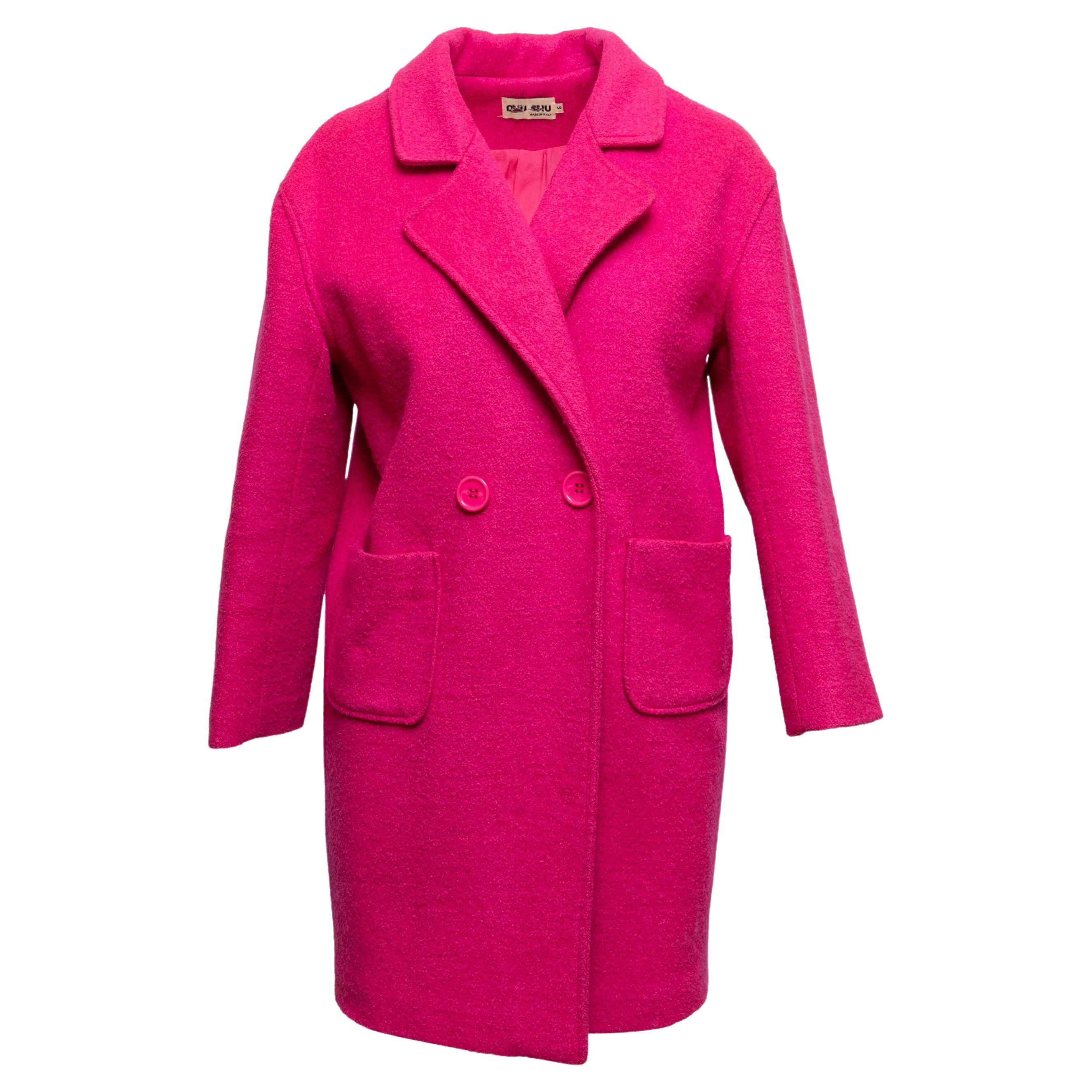Hot Pink Miu Miu Double-Breasted Wool Coat Size US S
