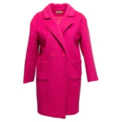 Hot Pink Miu Miu Double-Breasted Wool Coat Size US S