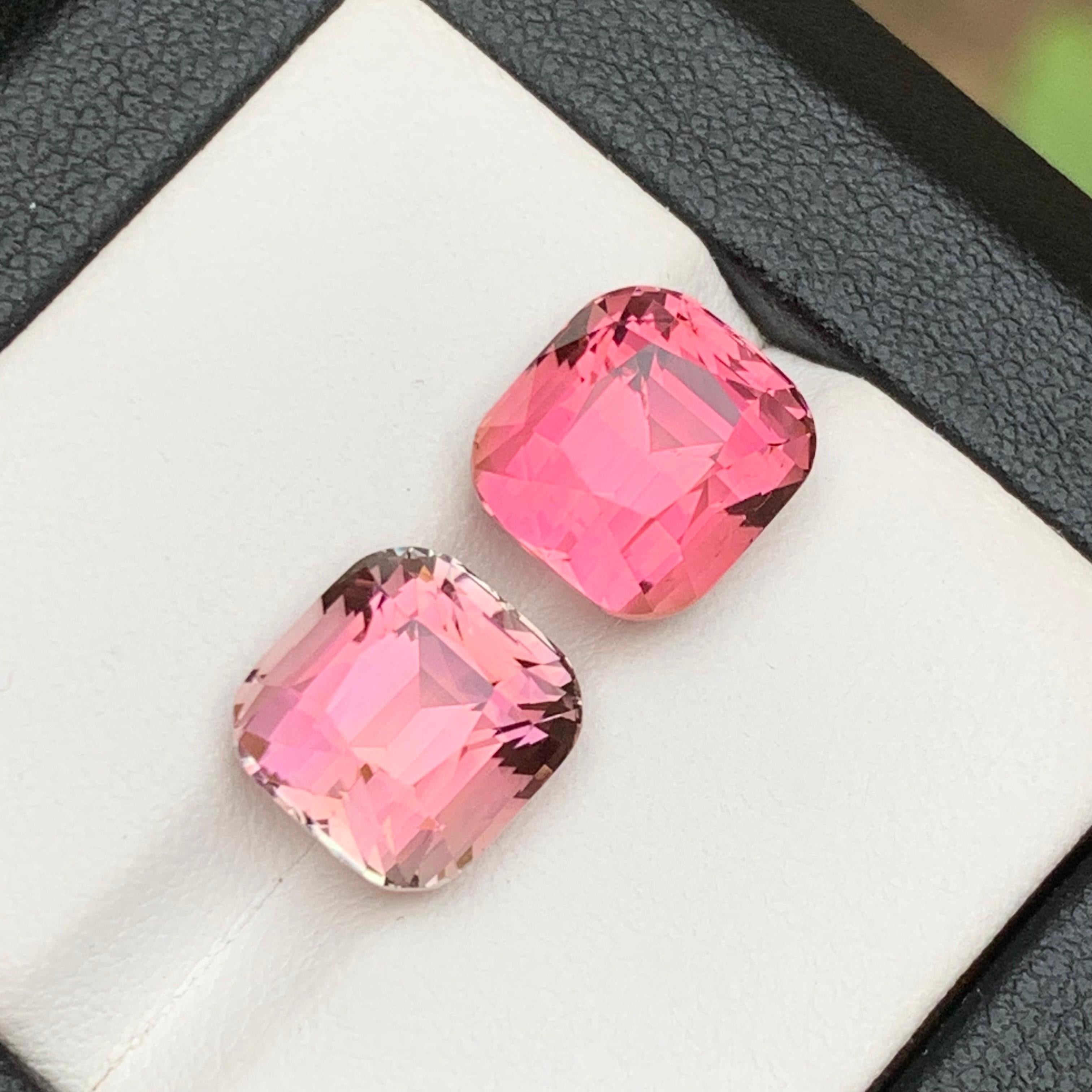 Cushion Cut Hot Pink & Neon Bubble Gum Pink Natural Tourmaline Loose Gemstones 10.20Ct-Jewel For Sale