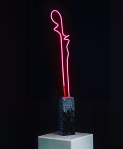 Hot Pink Neon Table Lamp Modern Contemporary Glass Light Sculpture Handmade