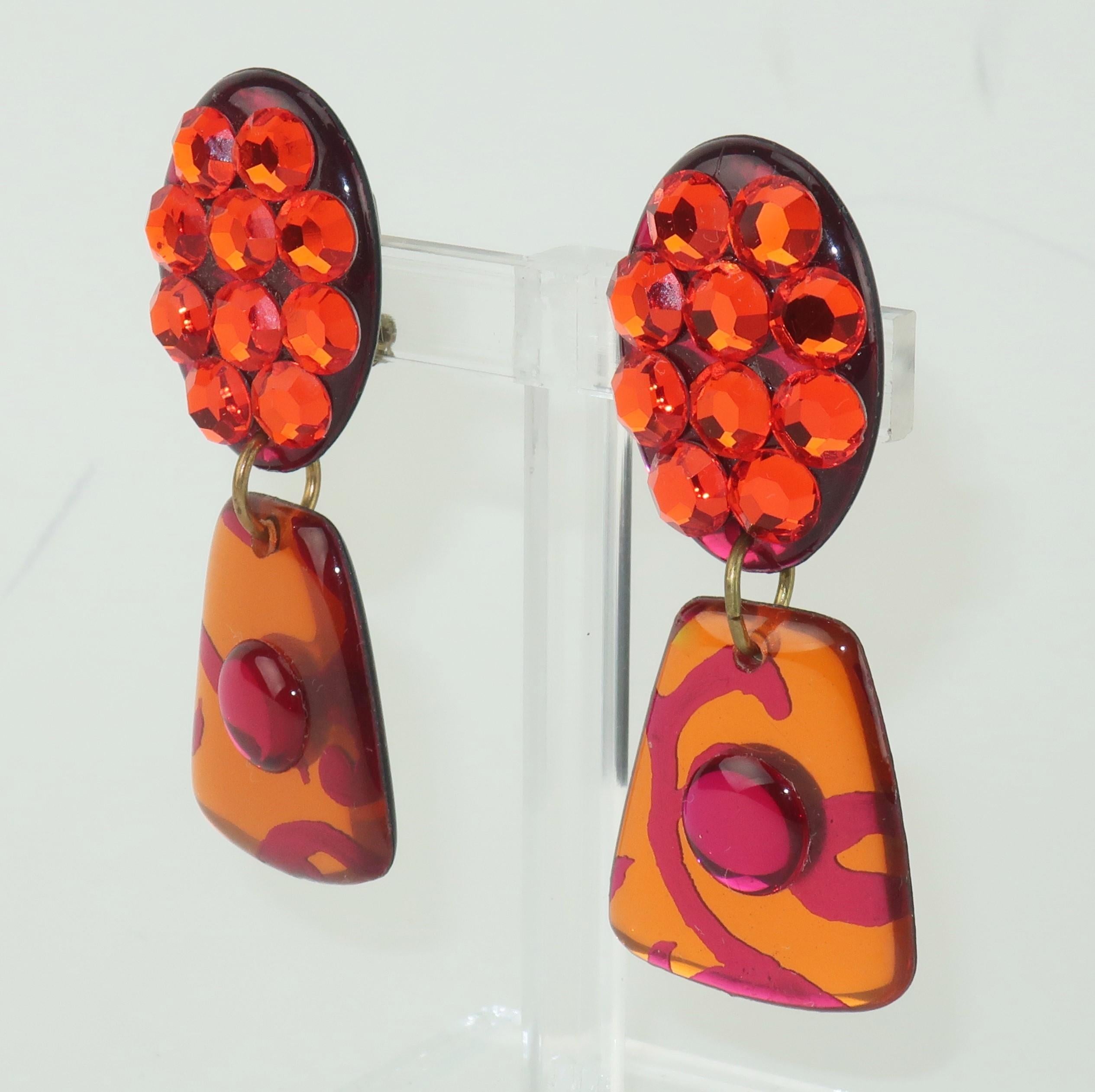 hot pink and orange earrings