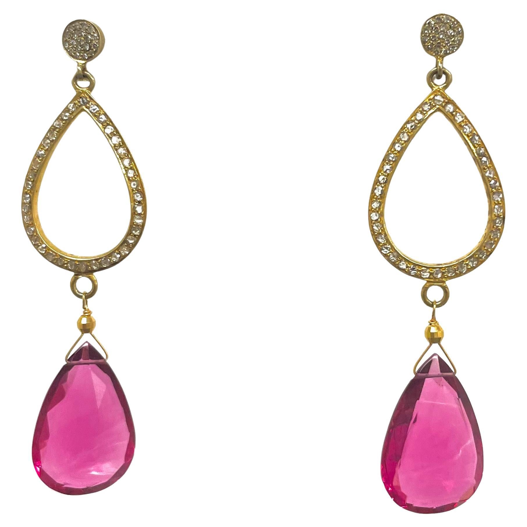 hot pink diamond earrings