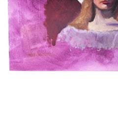 Hot Pink Portrait Painting of a Woman, 1970s