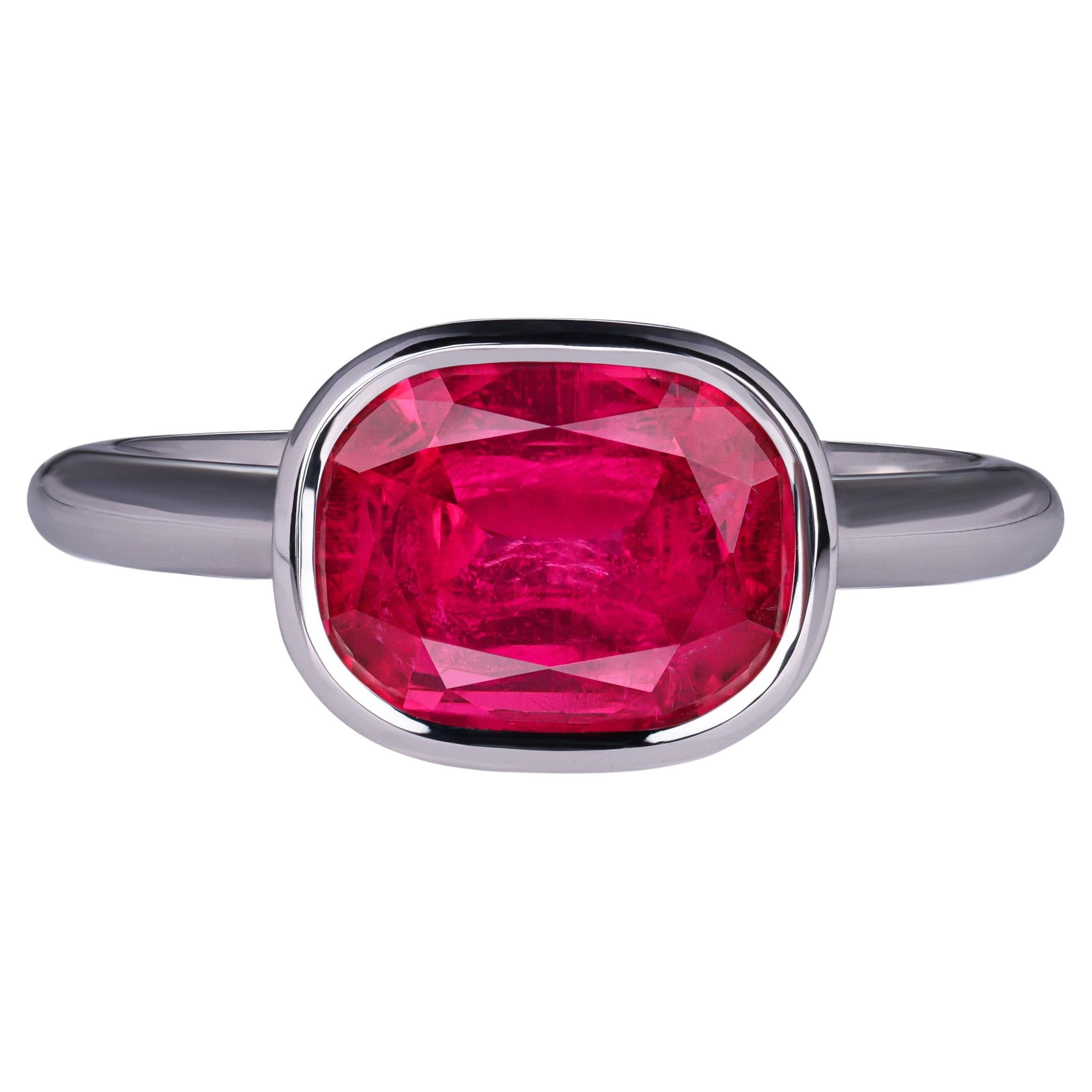 Hot Pink Rubellite Ring 2.32 ct in 18K white gold  For Sale