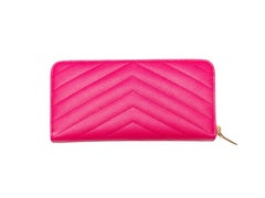 Hot Pink Saint Laurent Matelasse Logo Continental Zip Wallet