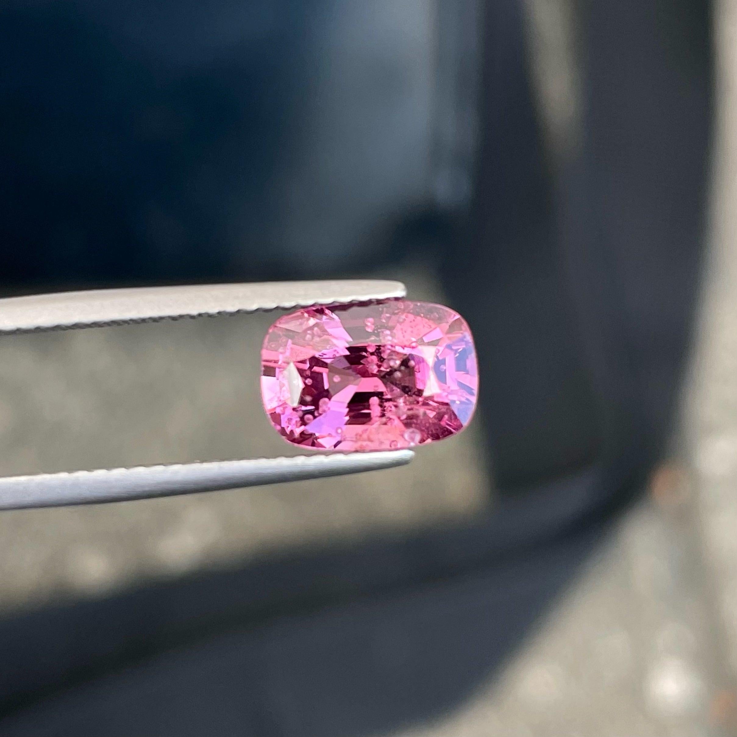 Hot Pink Sakura Spinel Loose Stone of 3.0 carats from Burma has a wonderful cut in a Cushion shape, incredible Pink color. Great brilliance. This gem is SI Clarity.

Product Information:
GEMSTONE TYPE:	Hot Pink Sakura Spinel Loose Stone
WEIGHT:	3.0