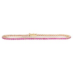 Hot Pink Sapphire Tennis Bracelet - 14K Yellow Gold