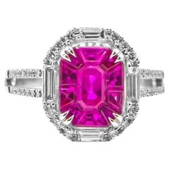 Hot Pink Sapphires 1.85 Carat Ring with Diamonds 0.98 Carat