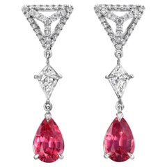 Hot Pink Spinel and Diamond Earrings – Luxury Statement Jewelry - Gift for Her