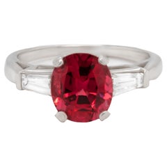 Hot Pink Spinel Ring With Diamonds 3.08 Carats Platinum