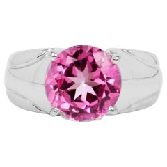 Hot Pink Topaz Solitaire Ring 4.5 Carats