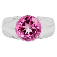 Hot Pink Topaz Solitaire Ring 4.5 Carats