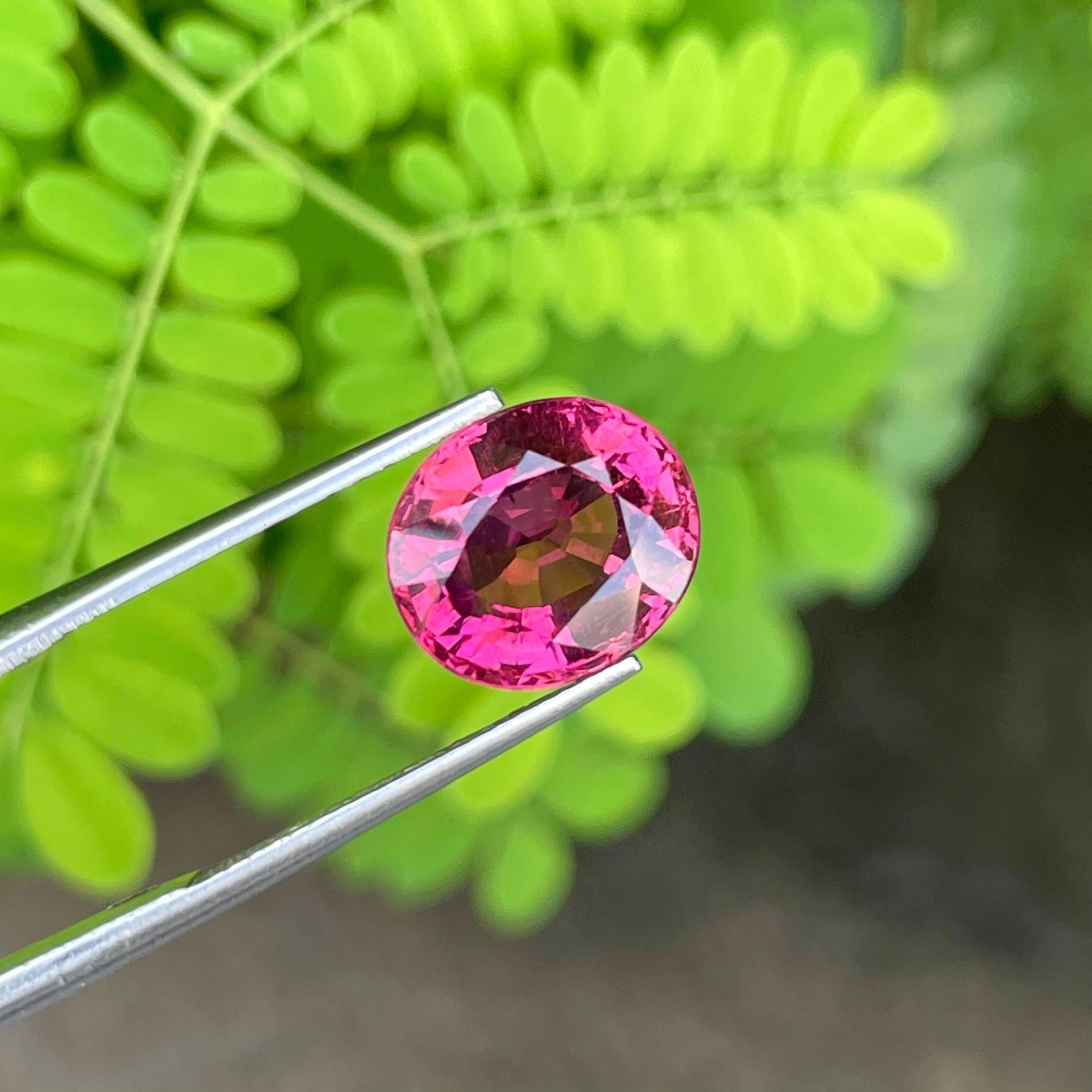 Modern Hot Pink Tourmaline Stone 4.80 carats Oval Cut Natural Gemstone from Nigeria For Sale