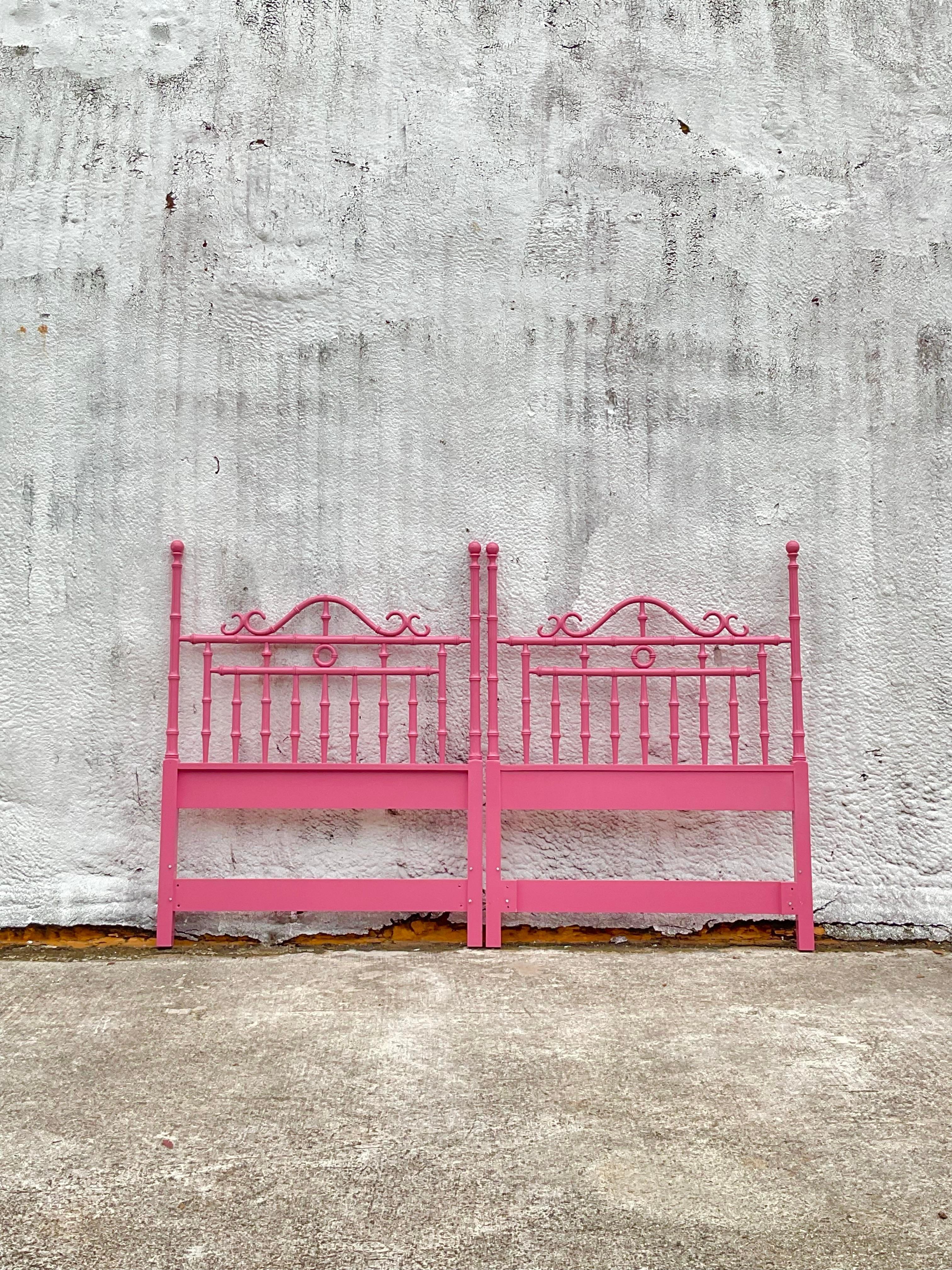 Hot Pink Twin Sized Headboards- a Pair For Sale 1