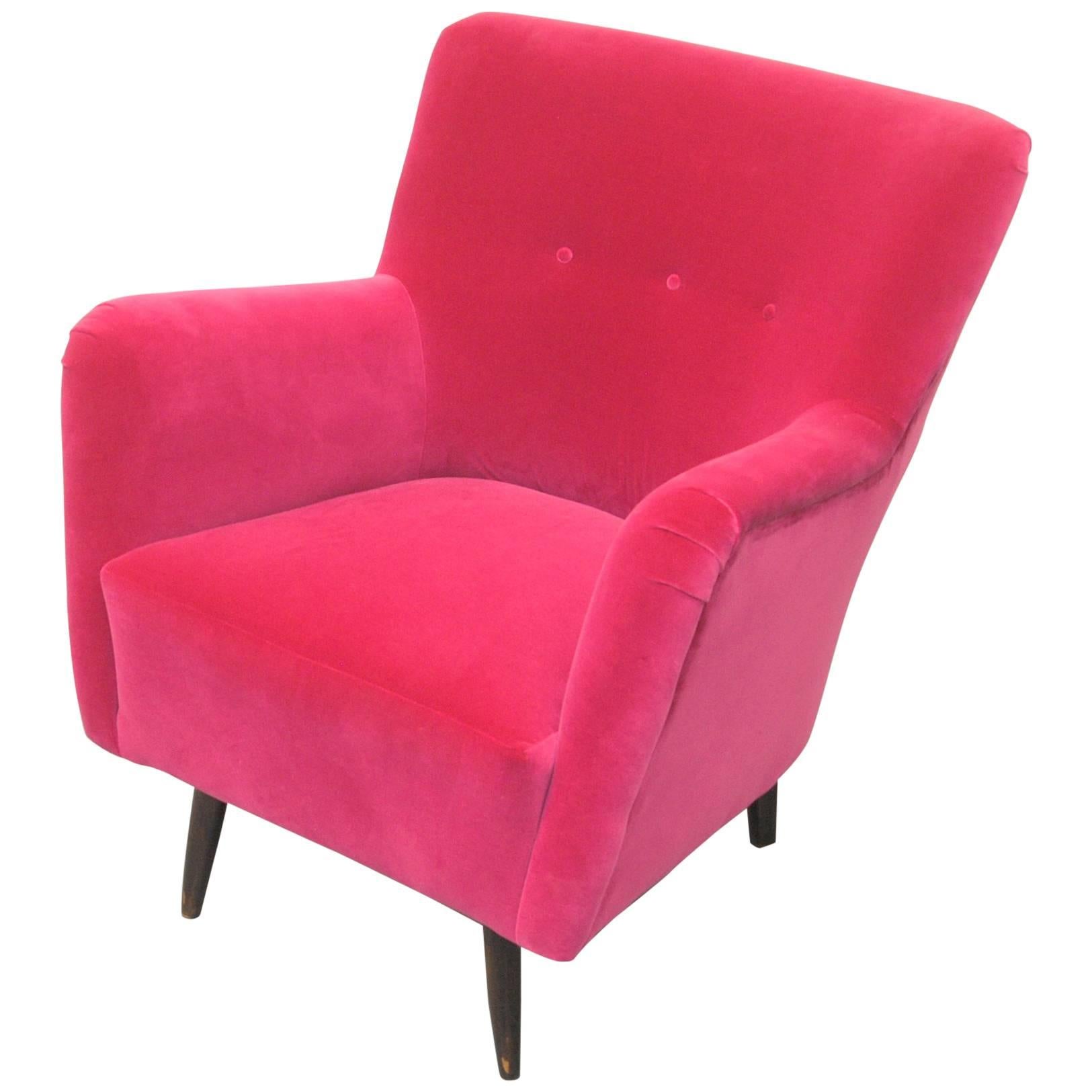 Hot Pink Velvet Theo Ruth Lounge Chair for Artifort