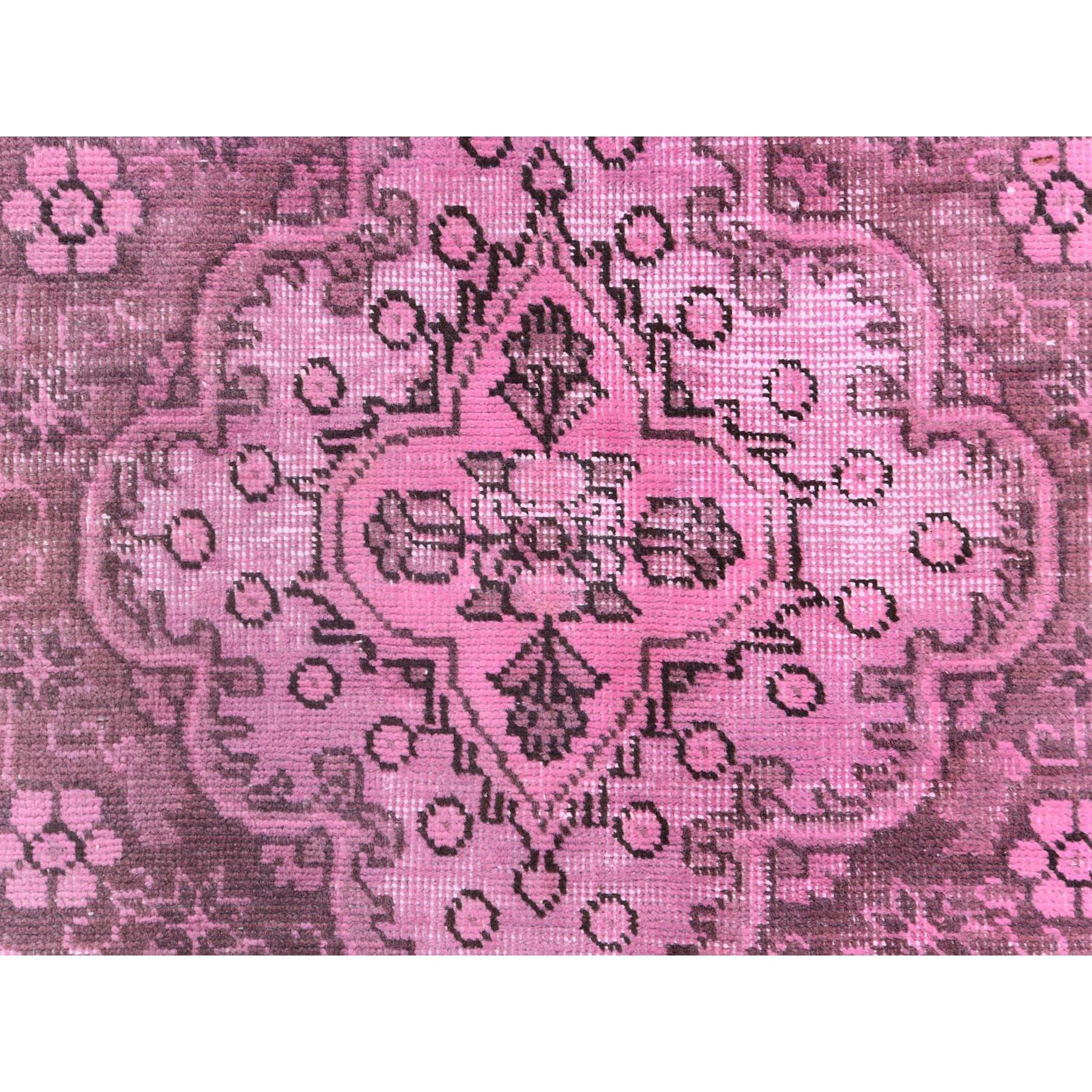 Hot Pink Vintage Overdyed Persian Tabriz Distressed Worn Wool Hand Knotted Rug 4